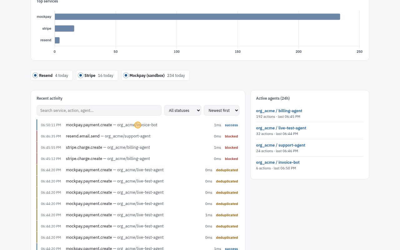 Every call is listed under Recent activity. Click a row for its details.