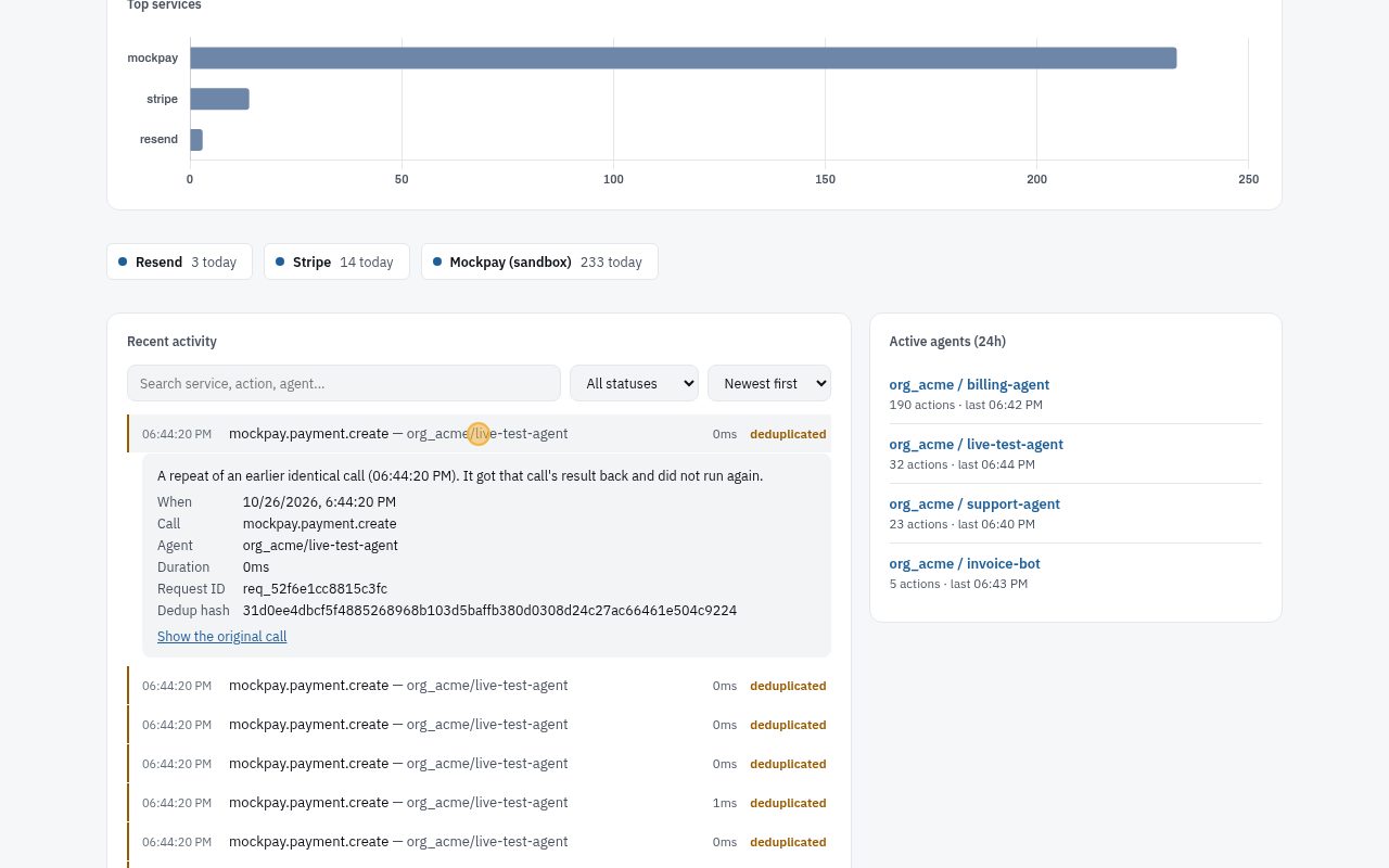 Click a Deduplicated row to see why it was not sent again.